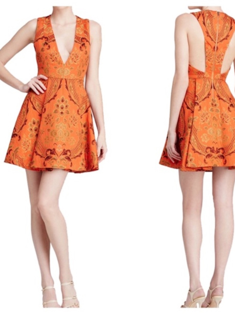 Alice & Olivia Mollie Fit & Flare Brocade Dress